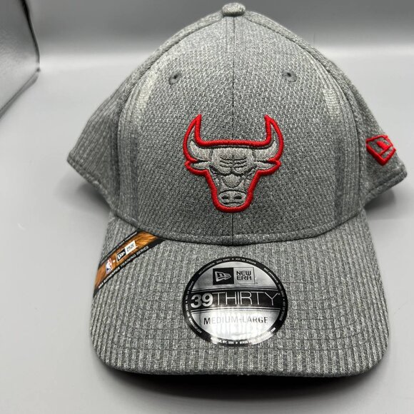 Chicago Bulls Hat Men Medium-Large Gray 39Thirty‎ New Era Stretch Fitted Cap New - Picture 1 of 8